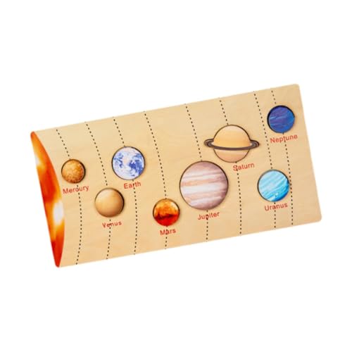 Oshhni Holzpuzzle Frühschulzeit Spielzeug Vorschullern Lernfeinmotorische Fähigkeiten für Puzzle Bildungsrätsel für Kinder, Acht Planeten von Oshhni