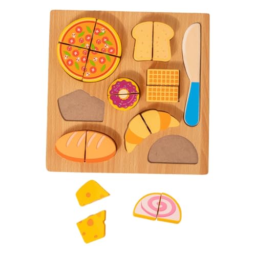 Oshhni Holzschneidepuzzle für Kinder im Vorschulalter, Küche, Rollenspielzeug, Holzpflock, Kleinkinderpuzzle als Geschenk, DIY-Modell, Handwerk, Nachtisch von Oshhni