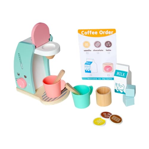 Oshhni Holzspielküchenzubehör Holz Kaffeemaschine Spielzeug Interaktive Spielset Early Learning Play House Game für Kinder von Oshhni