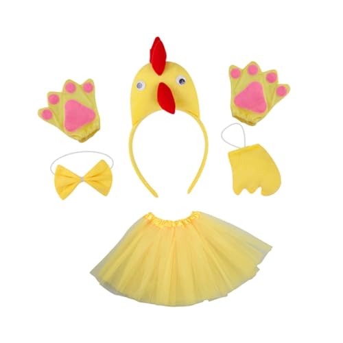 Oshhni Huhn 3D Tierkostüm Niedlicher Tüllrock für Halloween Cosplay Mädchen, Gelb von Oshhni