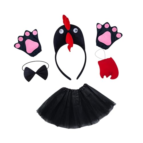 Oshhni Huhn 3D Tierkostüm Niedlicher Tüllrock für Halloween Cosplay Mädchen, Schwarz von Oshhni