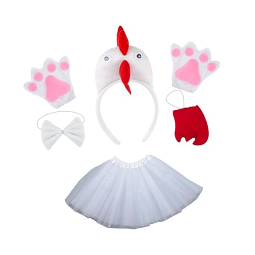 Oshhni Huhn 3D Tierkostüm Niedlicher Tüllrock für Halloween Cosplay Mädchen, Weiß von Oshhni