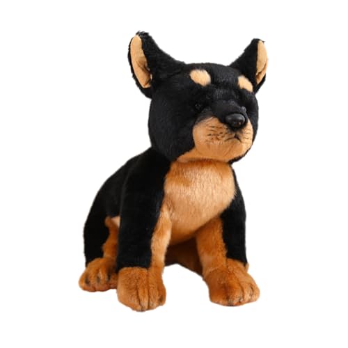 Oshhni Hund Stofftier Puppe Hund Stofftier Umarmbar Entzückender Kuschelwelpe Plüschtier Simulation Hundepuppe Jahrestag Hochzeit, Dobermann von Oshhni