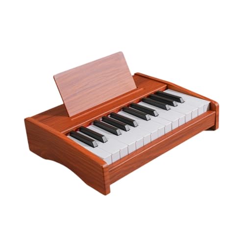 Oshhni Kids Piano Keyboard, Instrument 25 Tasten Geschenk, Multifunktionales Holzmusikspielzeug, elektronisches Spielzeugklavier für Jungen Mädchen , Braun von Oshhni