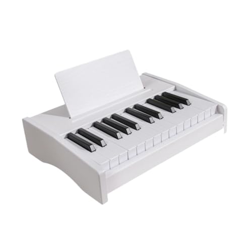 Oshhni Kids Piano Keyboard, Instrument 25 Tasten Geschenk, Multifunktionales Holzmusikspielzeug, elektronisches Spielzeugklavier für Jungen Mädchen , Weiß von Oshhni