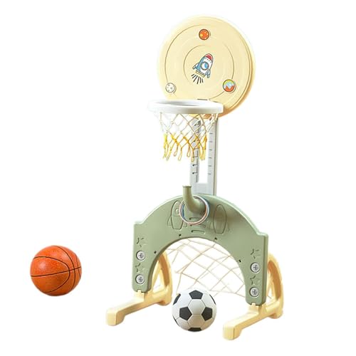 Oshhni Kinder Basketballkorb Set mit Fußball, Verstellbare Höhe, Sportspielzeug für Drinnen Und Draußen, Beige Schleife von Oshhni