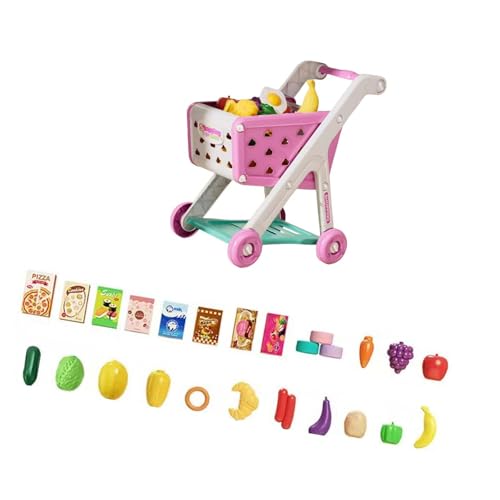 Oshhni Kinder Einkaufswagen Trolley Set Kinder so tun, als ob sie einen Einkaufswagen hätten, Lernspielzeug für Jungen und Mädchen von Oshhni