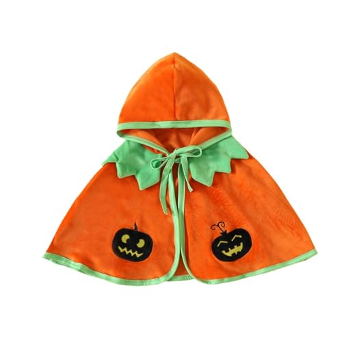 Oshhni Kinder Kürbis mit Kapuze Mantel Cape Poncho Halloween Kostüm Urlaub Kinder Schal, Passend für Körpergröße 110cm, Orange von Oshhni