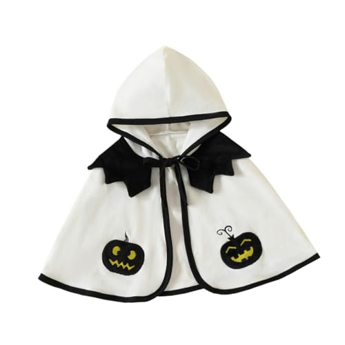 Oshhni Kinder Kürbis mit Kapuze Mantel Cape Poncho Halloween Kostüm Urlaub Kinder Schal, Passend für Körpergröße 120cm, Weiß von Oshhni