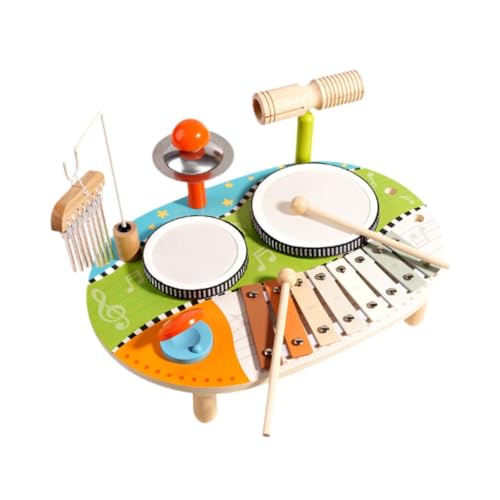 Oshhni Kinder Trommel Set Aus Holz, Percussion Spielzeug Aus Holz, Geschenk Zum Geburtstag für Kinder, Jungen Und Mädchen von Oshhni