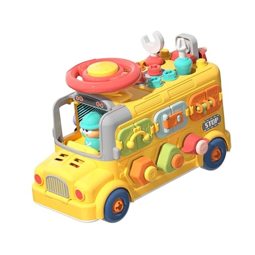 Oshhni Kinderbusspielzeug, Assembly Engineering Car, Farbwahrnehmung Lernsensorisches Spielzeugschraubendreher -Werkzeug für Jungen Mädchen Geschenk von Oshhni