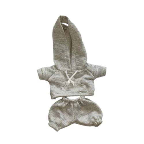 Oshhni Kleidung für 17 cm Plüschpuppen, Hoodie Und Jogginghose, Puppenzubehör, Hellgrau von Oshhni