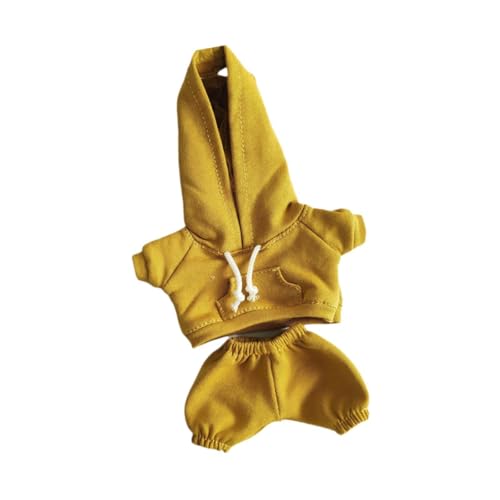 Oshhni Kleidung für 17 cm Plüschpuppen, Hoodie Und Jogginghose, Puppenzubehör, Ingwergelb von Oshhni