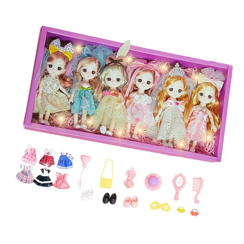 Oshhni Kleines Puppenset mit Prinzessinnenfiguren, Rollenspiel Zubehör, 15 cm, 6 Stück von Oshhni