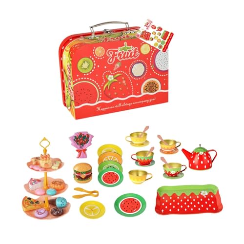 Oshhni Küche Rollenspiel Spielzeug Obst Design Kinder Blech Teeservice Teeservice Spielzeug für Jungen Mädchen von Oshhni