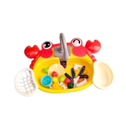 Oshhni Küchenspüle-Spielzeug, Spielspüle mit fließendem Wasser, Rollenspiel-Spielzeug, Rollenspiel für Kleinkinder, Rot von Oshhni