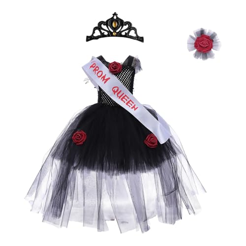 Oshhni Mädchen Prinzessin Kostüm Kleidung Kostüm für Karneval Party Maskerade, Schwarz, XL von Oshhni