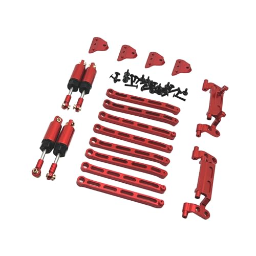 Oshhni Metall-Upgrade-Kits für RC-Autos im Maßstab 1/12, Spurstangen, Automodell, Hobby-Werkzeug, vordere und hintere Spurstangensitz-Stoßdämpferhalterung, ROT von Oshhni