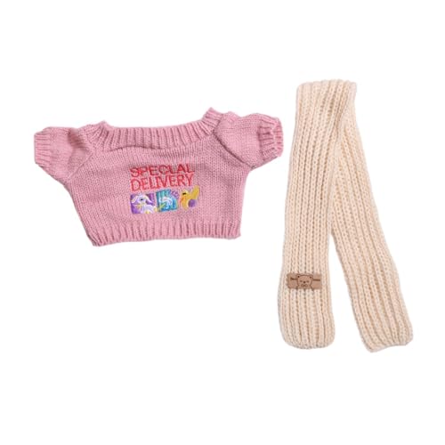 Oshhni Miniatur-Puppenkleidungs-Anzug-Kollektion, DIY handgefertigte weiche Puppenkleidung, Puppen-Outfit-Set für 38 cm große Anhängerpuppe, Pullover Schal von Oshhni