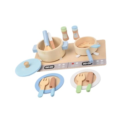Oshhni Miniatur-Simulation Küchenspielzeug Holzspielzeug Kleinkinder so tun, als ob sie kochen Spielzeug Küche Kochpfanne Spielset DIY Modell Handarbeit von Oshhni