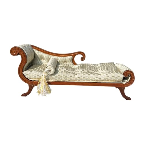 Oshhni Miniatur Sofa Modell, Holz Schlafsofa, DIY Zubehör, Foto Requisiten, Mini Bank, Stuhl, Lounge, Miniatur Möbelzimmer für 1/12 Puppenhaus, Braun von Oshhni