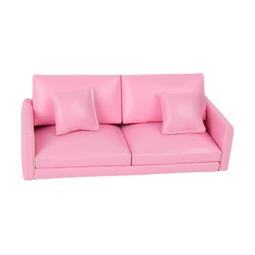 Oshhni Miniatur-Sofa im Maßstab 1:12, Miniatur-Puppenhaus-Couch, Puppenhaus-Möbel für Rollenspiele, ROSA von Oshhni