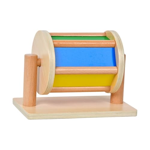 Oshhni Montessori Drehbare Trommel Holz Rolling Drum Frühes Lernspielzeug Sensorisches Spielzeug für 6-12 Monate von Oshhni