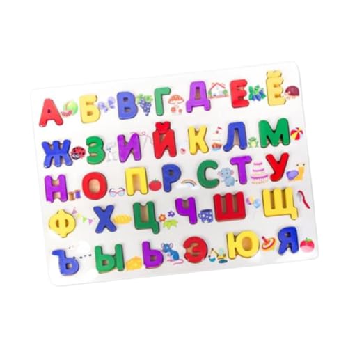 Oshhni Montessori-Lernpuzzle mit Buchstaben, Holzpuzzle mit russischem Alphabet, Lernen von Wörtern des russischen Alphabets für Kinder, Jungen und Mädchen von Oshhni