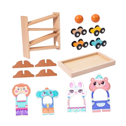 Oshhni Montessori Track Ball Drop Toys Auto Rutsche Run mit Holz Autos Spielset Kleinkinder Rennauto Spielzeug von Oshhni