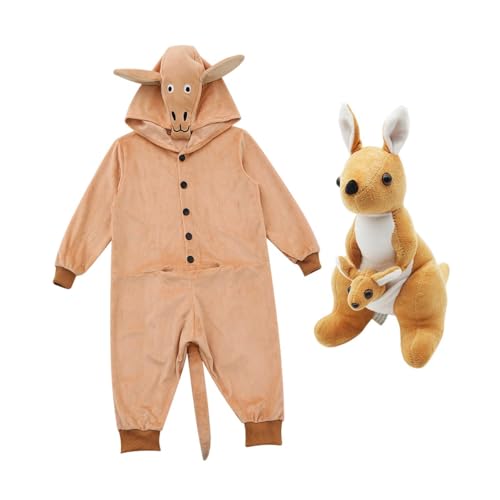 Oshhni Niedlicher Känguru-Overall für Kinder mit Kapuze und Känguru-Puppe, Rollenspiel für Partys, Xs von Oshhni