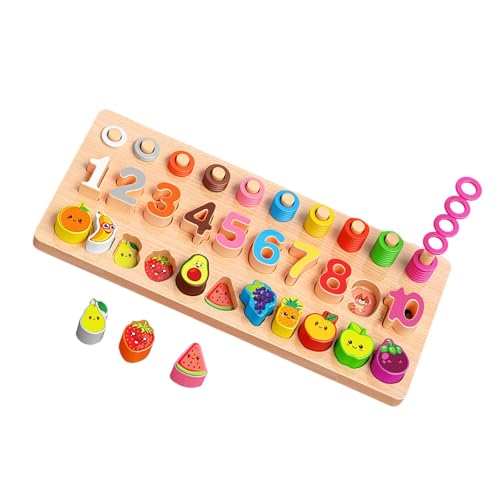 Oshhni Nummer Rätsel Lernen Spielzeugset Zählen Sortieren Spielzeug Holzrätsel für Kinderjungen Mädchen, Style A von Oshhni