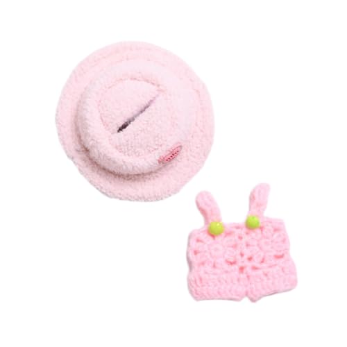 Oshhni Plüsch-Puppenkleidung, Kostüme, Zubehör, Rollenspielanzug, stilvolles, süßes Puppenzubehör, zum Verkleiden für 17-cm-Puppen, Neujahrsgeschenke, Rosa Kleiderhut von Oshhni