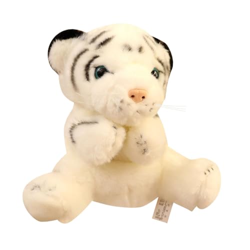 Oshhni Plüsch Tiger Handpuppe, Rollenspiel Spielen weiche fantasievolle Witze Tiger Interactive Puppet, Kopfhandschuhe für den Unterricht, Weiß von Oshhni