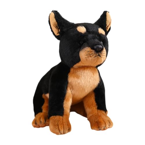 Oshhni Plüschtierspielzeug, Plüschtierfiguren, kreatives weiches Wurfkissen, Welpe, Stofftier, Hundefigur für Couch, Büro, Auto, Dekoration, Dobermann-Pinscher von Oshhni