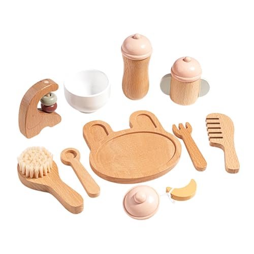 Oshhni Pretend Play Spielset Holzspielzeug Nachmittagstee-Set Holz Make-up Kits für Kinder, Baby-Spielzeug-Set von Oshhni