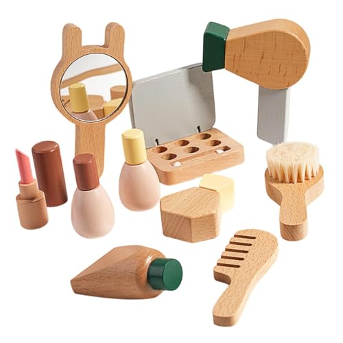 Oshhni Pretend Play Spielset Holzspielzeug Nachmittagstee-Set Holz Make-up Kits für Kinder, Schminkset von Oshhni