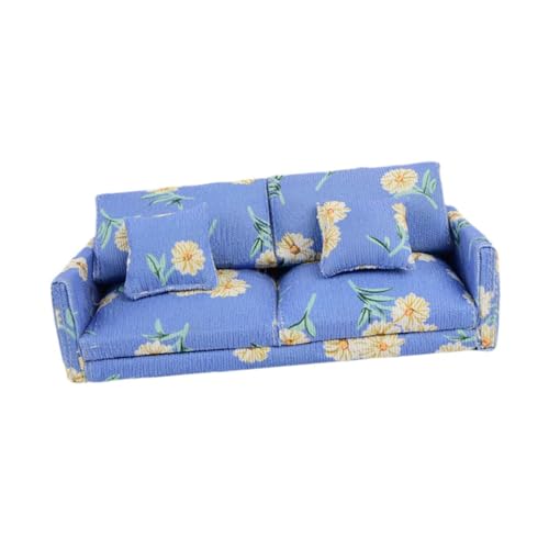 Oshhni Puppenhaus Couch Puppenhaus Wohnzimmer Möbel Maßstab 1/12 Puppenhaus Zubehör, BLAU von Oshhni