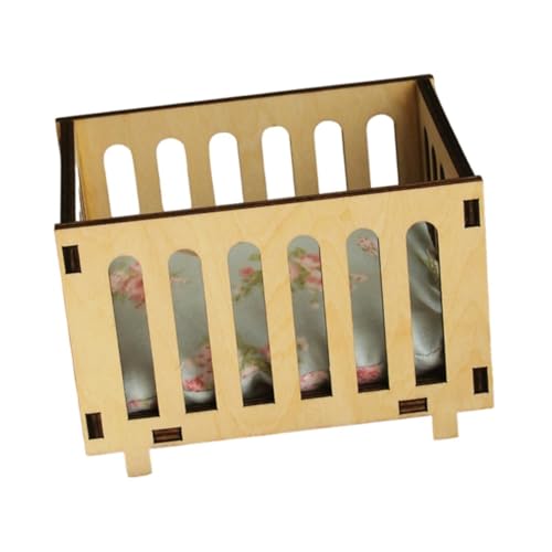 Oshhni Puppenhaus Krippe 1/12 Ornament Szene Wackelspielzeug Puppenhausmöbel Mini Puppenhaus Einzelbett für Schlafzimmer Basteln DIY Home, Holz von Oshhni