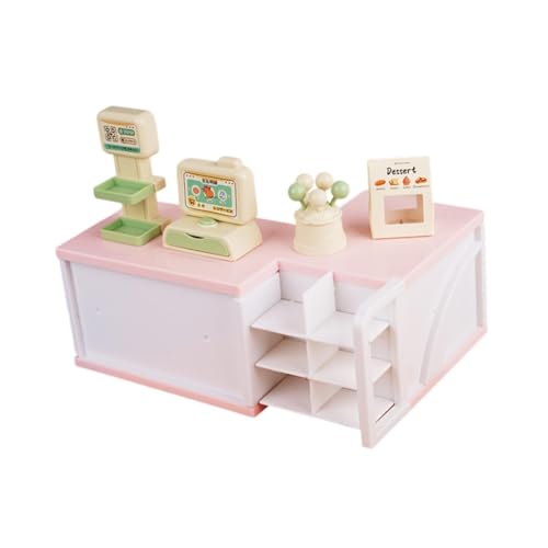 Oshhni Puppenhaus-Miniatur-Supermarkt-Registrierkasse, 1:12, kreatives, realistisches Rollenspiel-Spielzeug für Kinder ab 3 Jahren, Mitbringsel, Rosa von Oshhni