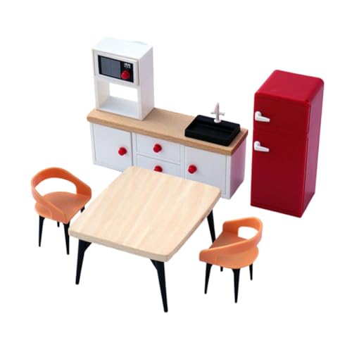 Oshhni Puppenhaus-Miniaturmöbel-Set, Puppenhaus-Dekoration, DIY-Esstisch, Schrank, Ornament, klassisches Rollenspiel-Spielzeug für, Rot Oshhni Puppenhaus-Miniaturmöbel-Set, Puppenhaus-Dekoration, DIY-Esstisch, Schrank, Ornament, klassisches Rollenspiel-Spielzeug für, Rot von Oshhni