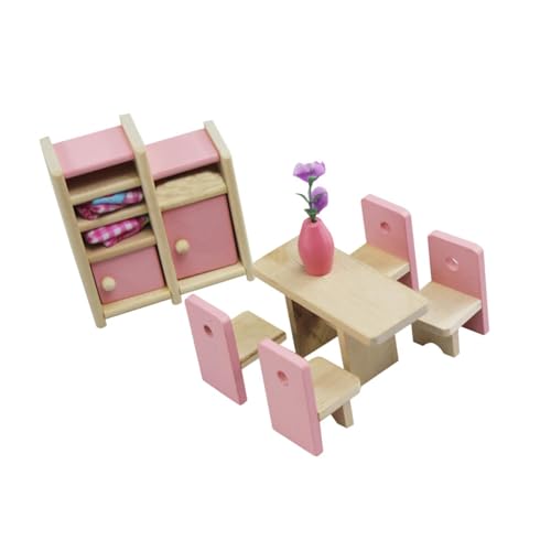 Oshhni Puppenhaus-Möbelset aus Holz, Miniaturmöbel, Spielzeug, Ornament, Simulation, Rollenspiel, Spielzeug für Kinder, Mädchen, Restaurant-Set von Oshhni