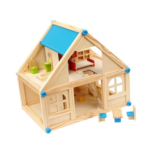 Oshhni Puppenhaus aus Holz, Villa, Modell, Dekoration, Spielhaus, Geschenk, Spielzeug, Rollenspiel, Puppenhaus-Bausatz für Mädchen und Jungen im Alter von 3 von Oshhni