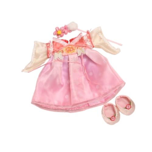 Oshhni Puppenkleid für Mädchen, Kostüm, abnehmbar, bequemes Puppenzubehör, Puppenkleidung, Anhänger, Puppen-Outfits für 30 cm große Bärenpuppen, Rosa von Oshhni