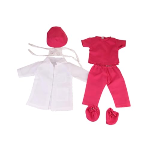 Oshhni Puppenkleidung 18-Zoll-Puppenkleidung 18icn Kostüme Kleidung Puppenzubehör Outfits Doll Outfit Puppen schrubben für 5-7 8-10, Rotrosa von Oshhni