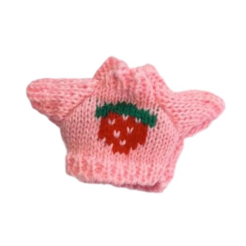 Oshhni Puppenkleidung für 15 cm Plüsch, süß, zum Anziehen, Plüschpuppenzubehör, modische Kostüme, bequemer Puppenpullover, Puppen-Outfits, Rosa Erdbeere von Oshhni