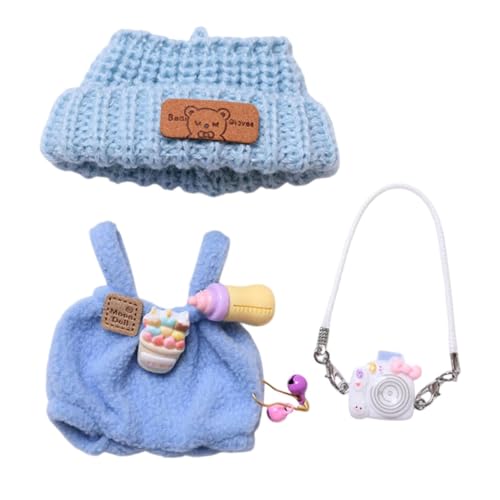 Oshhni Puppenoverall, Puppenoutfits für kleine Mädchen, Flexibilität, praktische Dekoration, pädagogische Puppenhosen, Kostüme für 17-cm-Puppen, Blau mit Hutkamera von Oshhni