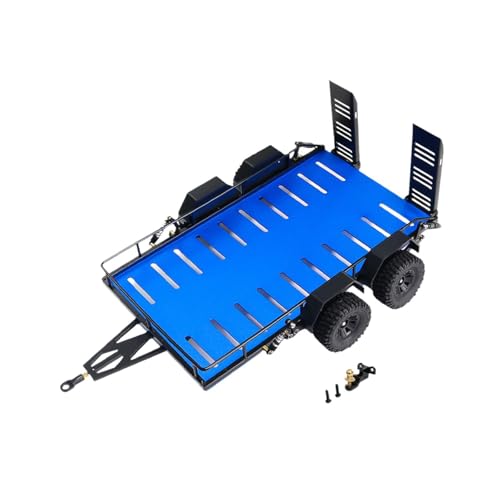 Oshhni RC-Car-Anhänger mit Reifen-Set-Zubehör, Frachtträger-Upgrade-Teil, robuster Anhänger fürfür 1:18 RC-Car-Modell-Kofferraummodell, Blau von Oshhni