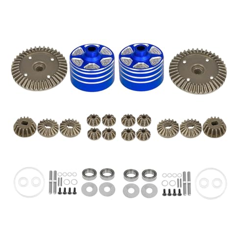 Oshhni RC-Differentialgetriebe-Set, Differentialgehäuse, Ritzel aus Metalllegierung, Antriebsrad für 1/10 Modellfahrzeuge, Hobby-Auto-LKWs, mit Blauer Schale von Oshhni