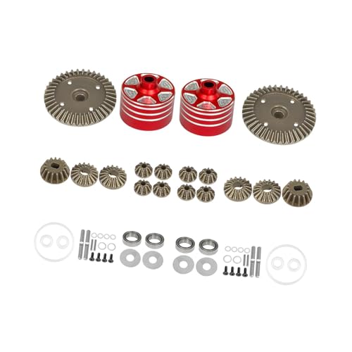 Oshhni RC-Differentialgetriebe-Set, Differentialgehäuse, Ritzel aus Metalllegierung, Antriebsrad für 1/10 Modellfahrzeuge, Hobby-Auto-LKWs, mit Roter Schale von Oshhni