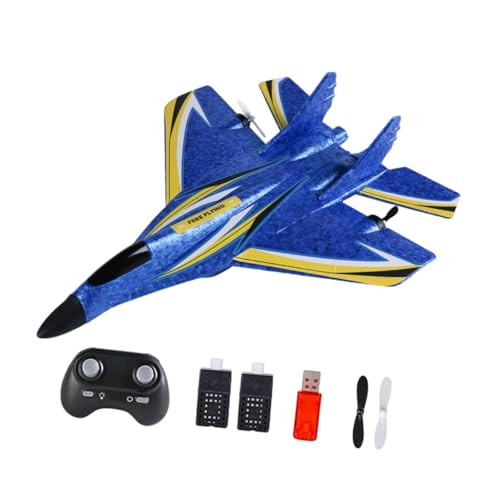 Oshhni RC Flugzeug Flugzeugspielzeug, Leicht, mit Gyro mit RC Fighter Foam für Erwachsene Anfänger Kinder Geburtstagsgeschenk, Blau Zwei Batterie von Oshhni